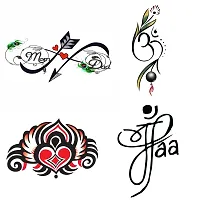 Temporary Tattoowala Love Mom Dad infinity With Om Trible Designs Pack of 4 Temporary Tattoo Sticker For Men and Woman Temporary body Tattoo (2x4 Inch)-thumb1