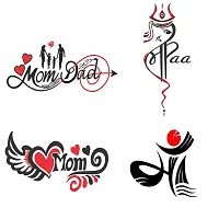 Temporary Tattoowala Love Mom Dad Wing Maa Black Designs Pack of 4 Temporary Tattoo Sticker For Men and Woman Temporary body Tattoo (2x4 Inch)-thumb1