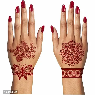 Butterfly om Mehndi Henna Tattoo Waterproof For Women Body Sticker