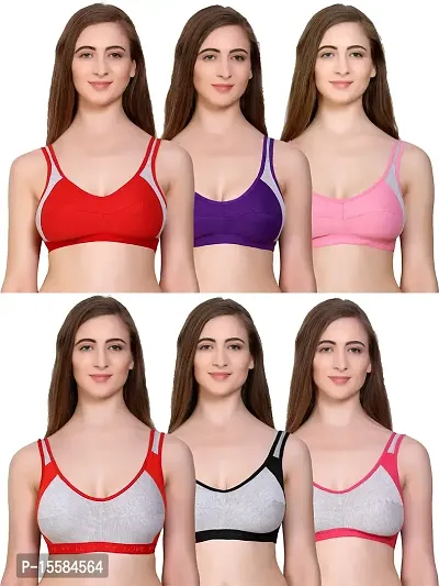 Buy Auletics Women's Poly Cotton Soft Cup Wire Free Perfect Coverage Bra, Air Sports-Bra