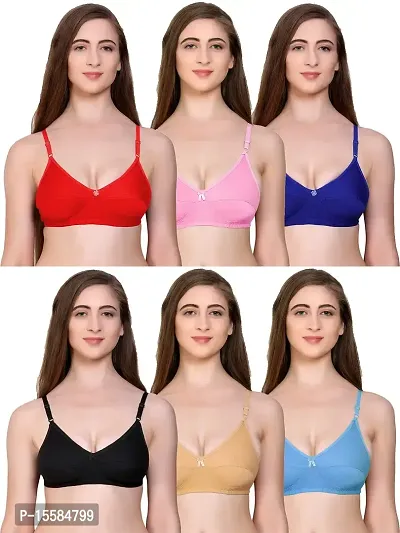 Buy Auletics Women's Poly Cotton Soft Cup Wire Free Perfect Coverage Bra, Solid Color