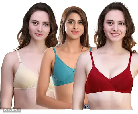 StyFun Women's Cotton Blend Non-Padded Wire Free Full-Coverage Bra