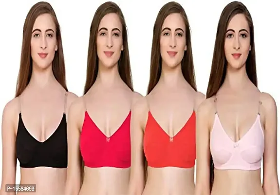 Women's Non-Padded Wirefree T-Shirt Bra with Double Layered Cups  Transparent Back Bra Pack Of (