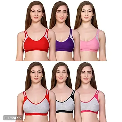 Buy Auletics Women's Poly Cotton Soft Cup Wire Free Perfect Coverage Bra, Air Sports-Bra