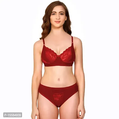 Buy Auletics Women's Lace Non Padded Non Wired Full Coverage Bra, Sexy Bra  Panty