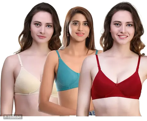 Brand - Symbol Camisole Bra for Womens | Full Coverage | Non Padded  |Non Wired | Cotton Strech | Seamless Cups | Combo Pack (Set of 2)