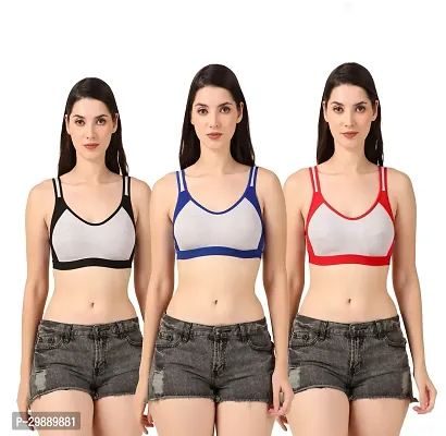 Women Sports Bra Non Padded Pack of 3-thumb0