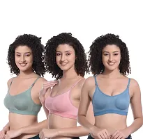 Trendy Cotton Blend Sports Bra Pack of  3-thumb3