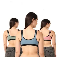 Latest Cotton Non Padded Sports Bra (Pack of 3)-thumb2