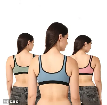 Latest Cotton Non Padded Sports Bra (Pack of 3)-thumb3