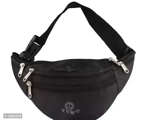 Stylish Black Synthetic Crossbody Waist Bag For Women