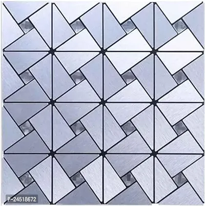 Stick Tile Stick On Kitchen Bathroom Fireplace 3D Puzzle In Laser Silver