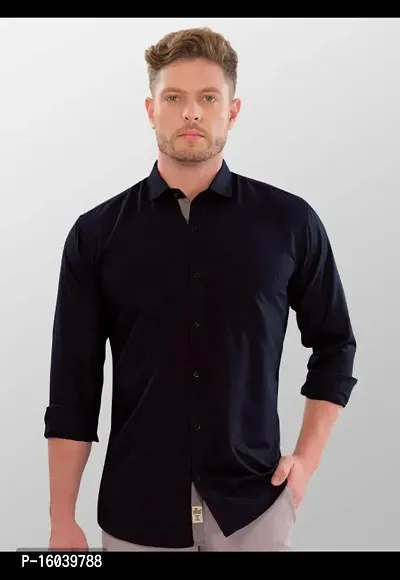 Formal Pure Cotton Black Shirt For Man-thumb0