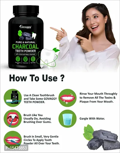 Govaggy Pure  Natural Charcoal Teeth Powder For Teeth Whitening-thumb2