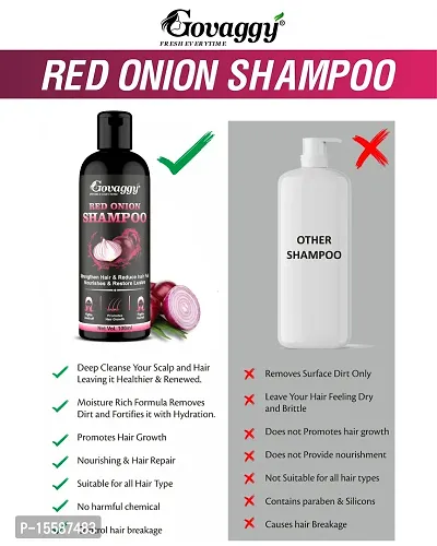 Govaggy Red Onion Shampoo For Anti-dendruf, Smooth And Nourishes Hair-thumb3