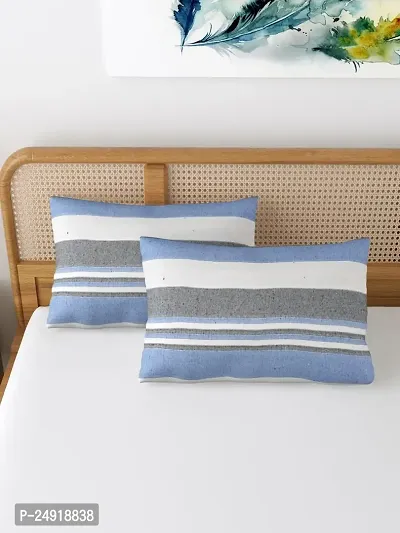 Textile Nation 180 TC Premium Cotton Pillow Covers | Striped Pillow Cases | Size 17x27 Inch | Set of 2 Pillow Covers | Excellent Comfort  Breathable | Multicolour-thumb0