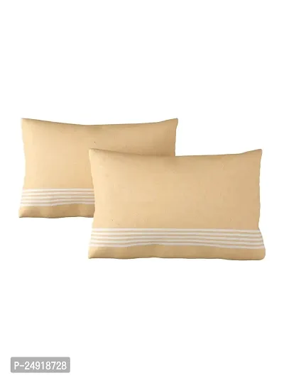 Textile Nation 180 TC Premium Cotton Pillow Covers | Striped Pillow Cases | Size 17x27 Inch | Set of 2 Pillow Covers | Excellent Comfort  Breathable | Light Yellow-thumb3