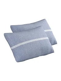 Textile Nation 180 TC Premium Cotton Pillow Covers | Striped Pillow Cases | Size 17x27 Inch | Set of 2 Pillow Covers | Excellent Comfort  Breathable | Light Blue-thumb1