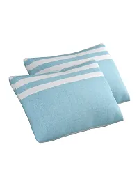 Textile Nation 180 TC Premium Cotton Pillow Covers | Striped Pillow Cases | Size 17x27 Inch | Set of 2 Pillow Covers | Excellent Comfort  Breathable | Sky Blue-thumb1