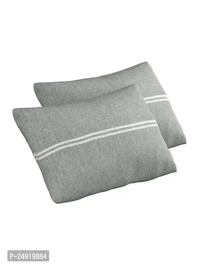 Textile Nation 180 TC Premium Cotton Pillow Covers | Striped Pillow Cases | Size 17x27 Inch | Set of 2 Pillow Covers | Excellent Comfort  Breathable | Grey-thumb2