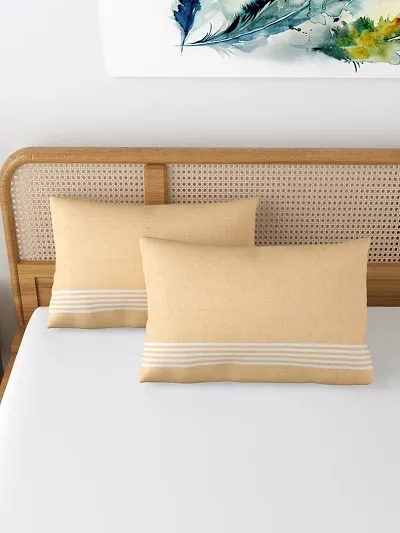 Textile Nation 180 TC Premium Cotton Pillow Covers | Striped Pillow Cases | Size 17x27 Inch | Set of 2 Pillow Covers | Excellent Comfort & Breathable