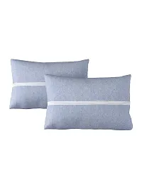Textile Nation 180 TC Premium Cotton Pillow Covers | Striped Pillow Cases | Size 17x27 Inch | Set of 2 Pillow Covers | Excellent Comfort  Breathable | Light Blue-thumb2