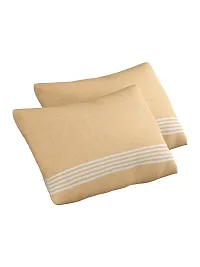 Textile Nation 180 TC Premium Cotton Pillow Covers | Striped Pillow Cases | Size 17x27 Inch | Set of 2 Pillow Covers | Excellent Comfort  Breathable | Light Yellow-thumb1