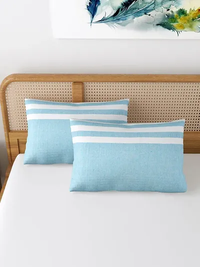 Textile Nation 180 TC Premium Cotton Pillow Covers | Striped Pillow Cases | Size 17x27 Inch | Set of 2 Pillow Covers | Excellent Comfort & Breathable
