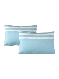 Textile Nation 180 TC Premium Cotton Pillow Covers | Striped Pillow Cases | Size 17x27 Inch | Set of 2 Pillow Covers | Excellent Comfort  Breathable | Sky Blue-thumb2