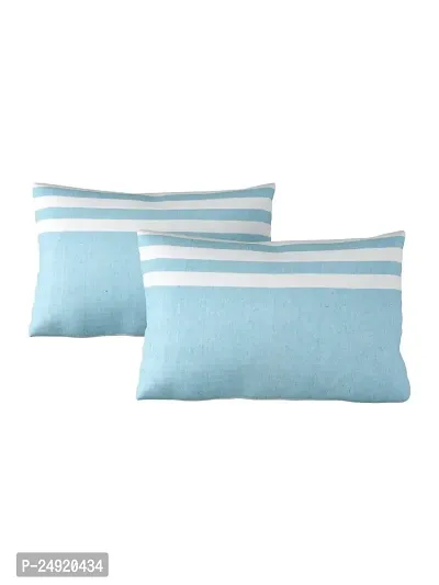 Textile Nation 180 TC Premium Cotton Pillow Covers | Striped Pillow Cases | Size 17x27 Inch | Set of 2 Pillow Covers | Excellent Comfort  Breathable | Sky Blue-thumb3