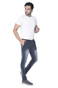 Men slim fit stretchable jeans- BLACK-thumb3