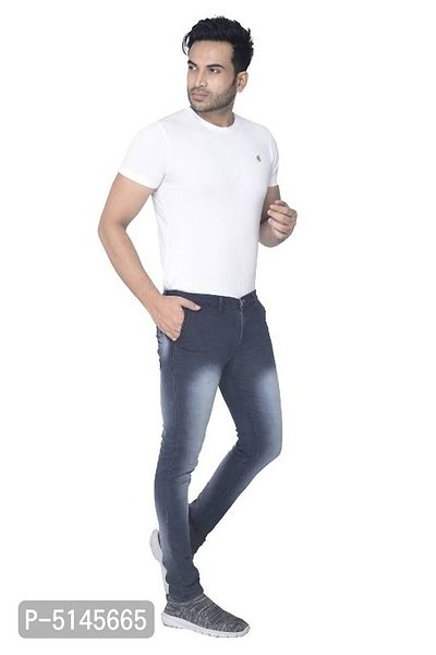 Men slim fit stretchable jeans- BLACK-thumb4