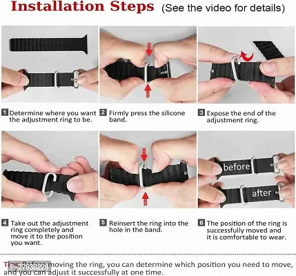 Ocean Smart Watch Strap Belt for Ultra Watch 49 mm, Series 8 / 7 45 mm, Series 6 / 5 / 4 44 mm, Series 3 / 2 / 1 42 mm, T800 Ultra, Watch 8 Ultra, i8 Pro Max, T800. Smart Watch Strap  (Black, white )-thumb2