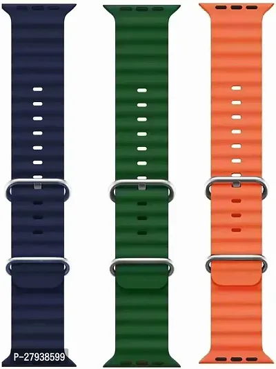 Ocean Smart Watch Strap Belt for Ultra Watch 49 mm, Series 8 / 7 45 mm, Series 6 / 5 / 4 44 mm, Series 3 / 2 / 1 42 mm, T800 Ultra, Watch 8 Ultra, T800. Smart Watch Strap  (blue ,green ,orange)