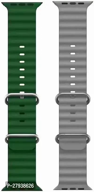 Ocean Smart Watch Strap Belt for Ultra Watch 49 mm, Series 8 / 7 45 mm, Series 6 / 5 / 4 44 mm, Series 3 / 2 / 1 42 mm, T800 Ultra, Watch 8 Ultra, i8 Pro Max, T800. Smart Watch Strap  (green, grey)