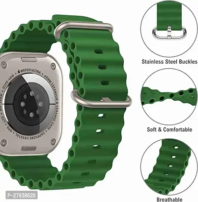 Ocean Smart Watch Strap Belt for Ultra Watch 49 mm, Series 8 / 7 45 mm, Series 6 / 5 / 4 44 mm, Series 3 / 2 / 1 42 mm, T800 Ultra, Watch 8 Ultra, i8 Pro Max, T800. Smart Watch Strap  (green, grey)-thumb2