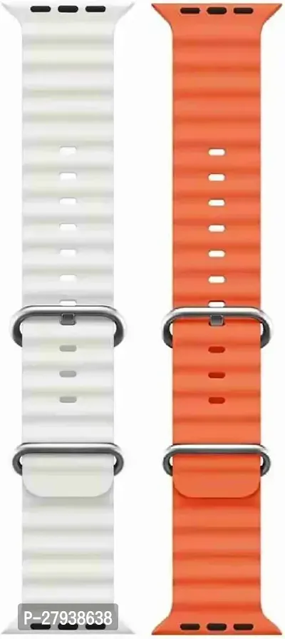 Ocean Smart Watch Strap Belt for Ultra Watch 49 mm, Series 8 / 7 45 mm, Series 6 / 5 / 4 44 mm, Series 3 / 2 / 1 42 mm, T800 Ultra, Watch 8 Ultra, i8 Pro Max,  T800. Smart Watch Strap  white orange