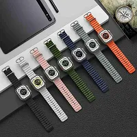 Ocean Smart Watch Strap Belt for Ultra Watch 49 mm, Series 8 / 7 45 mm, Series 6 / 5 / 4 44 mm, Series 3 / 2 / 1 42 mm, T800 Ultra, Watch 8 Ultra, i8 Pro Max,  T800. Smart Watch Strap  white orange-thumb3