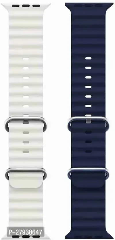 Ocean Smart Watch Strap Belt for Ultra Watch 49 mm, Series 8 / 7 45 mm, Series 6 / 5 / 4 44 mm, Series 3 / 2 / 1 42 mm, T800 Ultra, Watch 8 Ultra, i8 Pro Max,  T800. Smart Watch Strap ( white, blue )