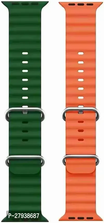 Ocean Smart Watch Strap Belt for Ultra Watch 49 mm, Series 8 / 7 45 mm, Series 6 / 5 / 4 44 mm, Series 3 / 2 / 1 42 mm, T800 Ultra, Watch 8 Ultra, i8 Pro Max, T800. Smart Watch Strap (green ,orange)