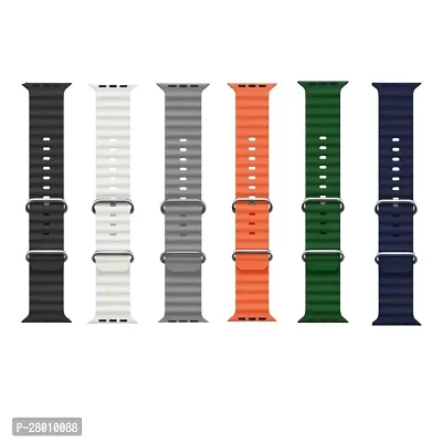 Ocean Smart Watch Strap Belt for Ultra Watch 49 mm, Series 8 / 7 45 mm, Series 6 / 5 / 4 44 mm, Series 3 // 1 42 mm, T800 Ultra, Watch 8 Ultra, Smart Watch Strap(BLACK, WHITE,GREY, ORANGE,GREEN,BLUE)-thumb0