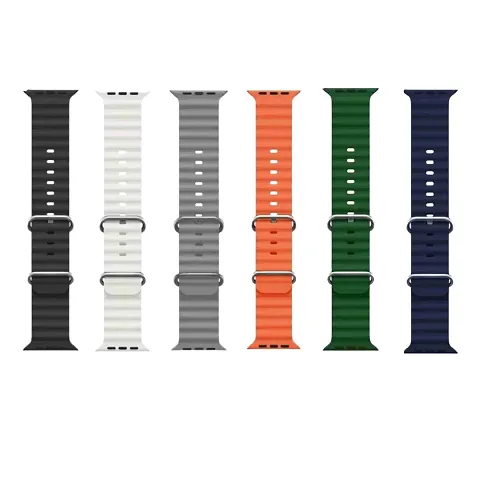 Ocean Smart Watch Strap Belt for Ultra Watch 49 mm, Series 8 / 7 45 mm, Series 6 / 5 / 4 44 mm, Series 3 // 1 42 mm, T800 Ultra, Watch 8 Ultra, Smart Watch Strap(BLACK, WHITE,GREY, ORANGE,GREEN,BLUE)