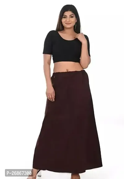 Reliable Brown Cotton Solid Stitched Patticoats For Women, Pack Of 1