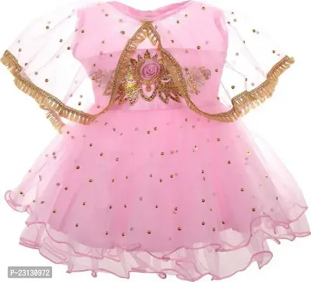 Fabulous Pink Net Solid Frocks For Girls-thumb0