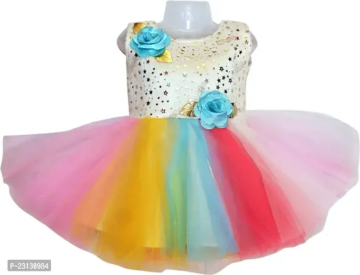 Fabulous Multicoloured Net Solid Frocks For Girls-thumb0