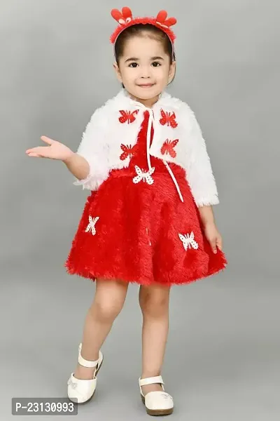 Fabulous Red Wool Solid Frocks For Girls