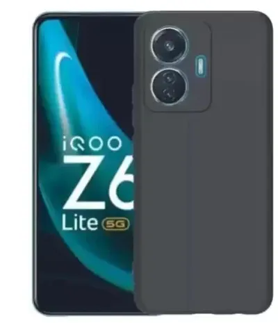 CELZO 4 Sides Full Protection Silicon Back Cover Case for iQOO Z6 Lite (5G) - {Black}