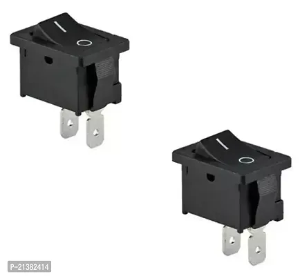 Mini Rocker Switch Complete Black Two Pin SPST ON-OFF 250V (Pack of 2)