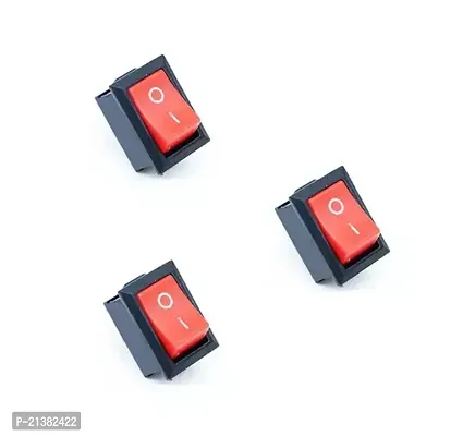 Mini Rocker Switch Complete Red Two Pin SPST ON-OFF 250V (Pack of 3)