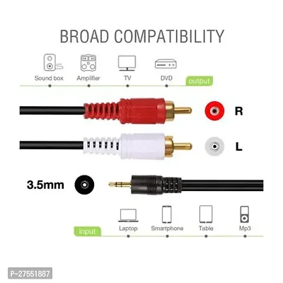 3.5mm Stereo Audio Male to 2 RCA Cable - 2mtr-thumb2